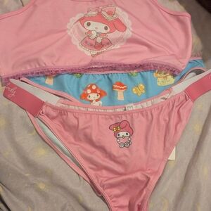 *Hot Topic Pink and Blue Mushroom Lingerie Set